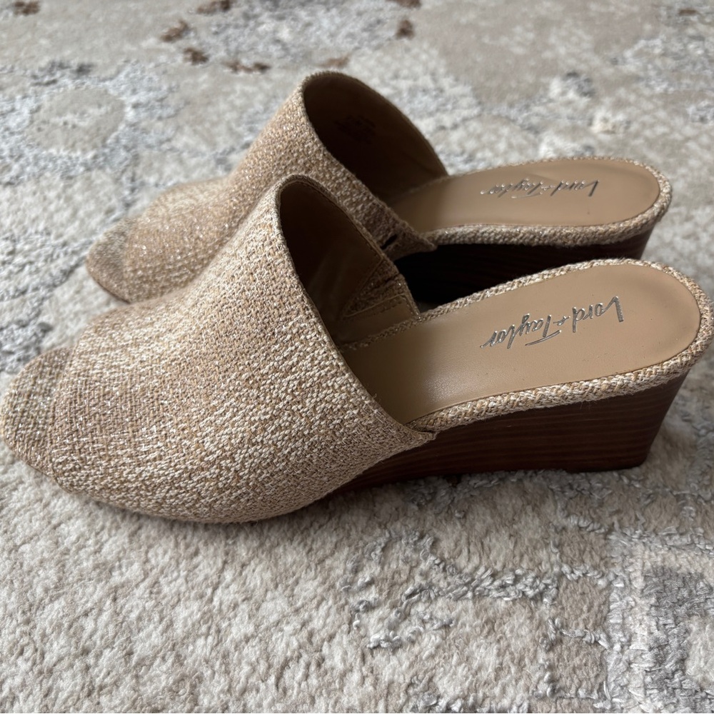 Lord & Taylor Woven Peep-Toe Mules - Size 8.5M